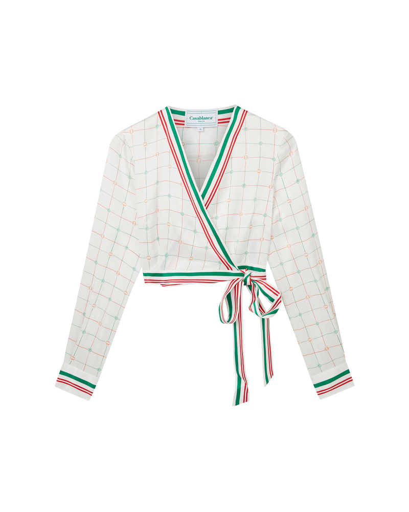 Casablanca Tennis Club Check Wrap Blouse