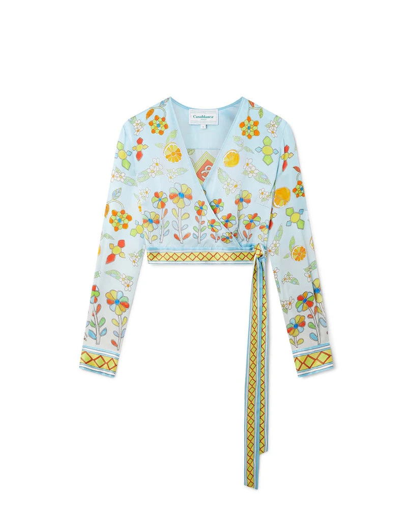 Casablanca Yoruba Flowers Wrap Blouse Casablanca Clothing