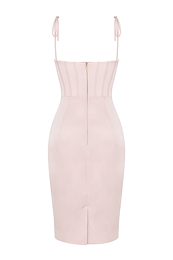 House of CB Alma Blush Pink Satin Corset Midi Dress