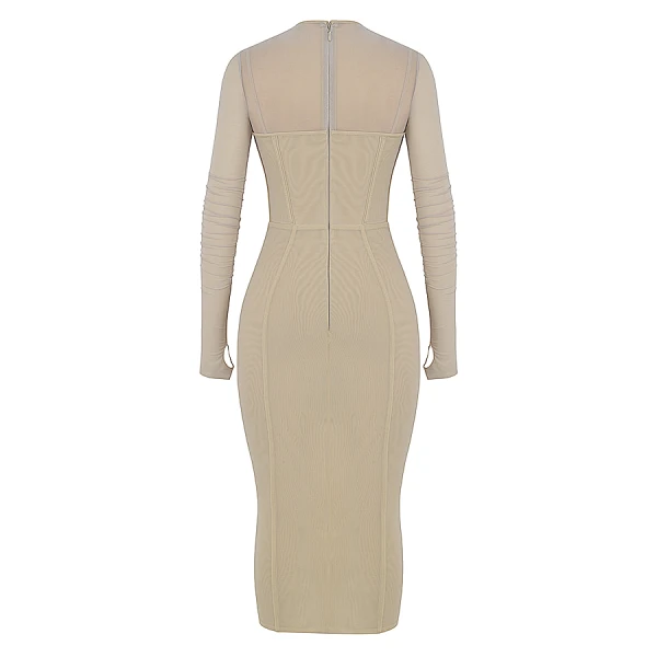 Beatrice Beige Corset Midi Dress - Image 10