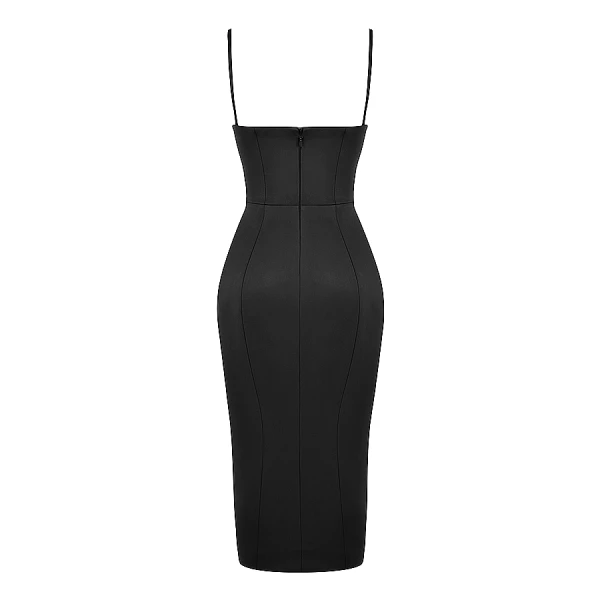 Casimira Black Satin Corset Midi Dress - Image 10