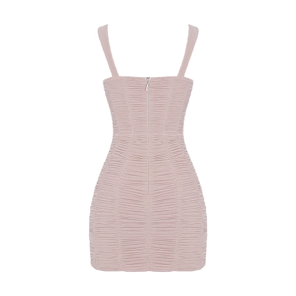 Cate Crystal Ruched Mesh Mini Dress - Image 10