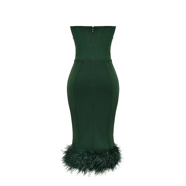 Fionula Emerald Green Strapless Corset Dress - Image 10