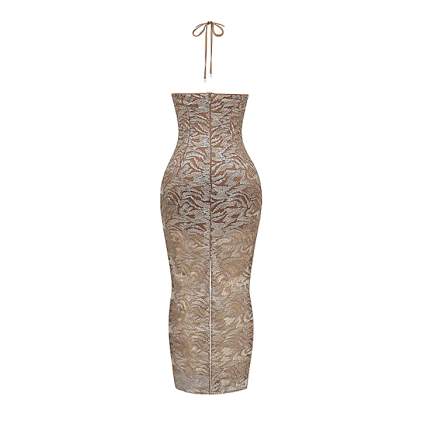 Giada Rose Gold Embroidered Sequinned Gown - Image 10