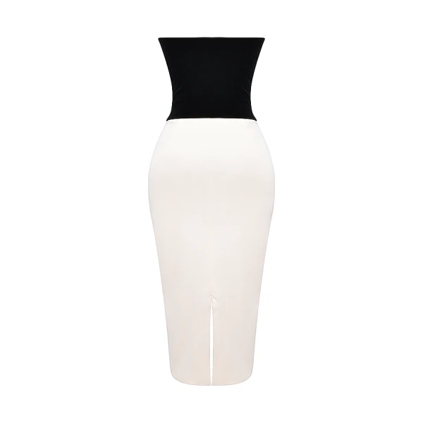 Jaina Black & Vintage Cream Strapless Corset Dress - Image 10