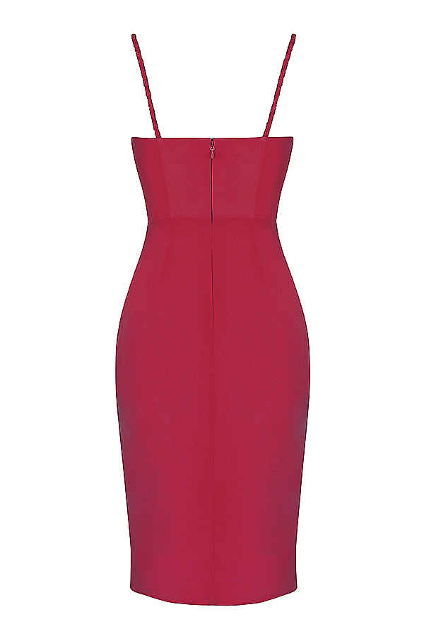 House of CB Jamille Berry Draped Corset Midi Dress
