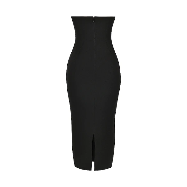 Lucia Black Strapless Corset Maxi Dress - Image 10