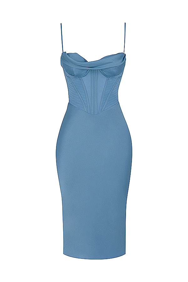 House of CB Myrna Aegean Blue Corset Midi Dress