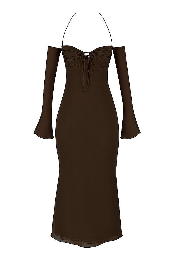 House of CB Naomi Espresso Halter Midi Dress