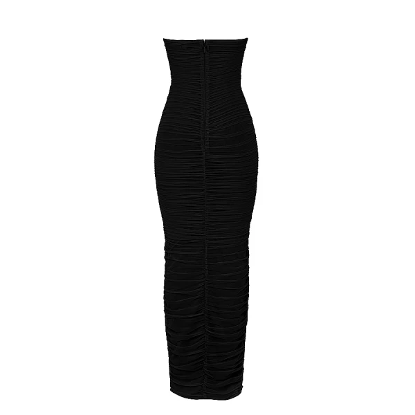 Sofia Black Mesh Strapless Maxi Dress - Image 10