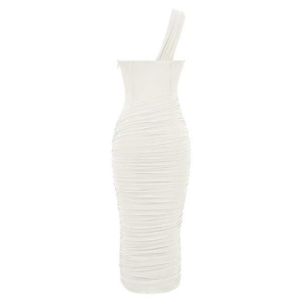 Valentina Ivory Asymmetric Cutout Midi Dress - Image 10