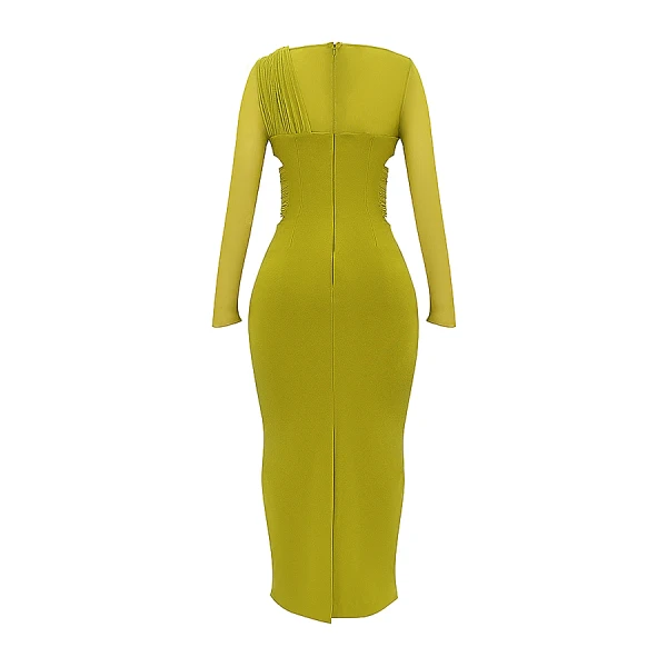 Zahra Chartreuse Plunge Maxi Dress - Image 10