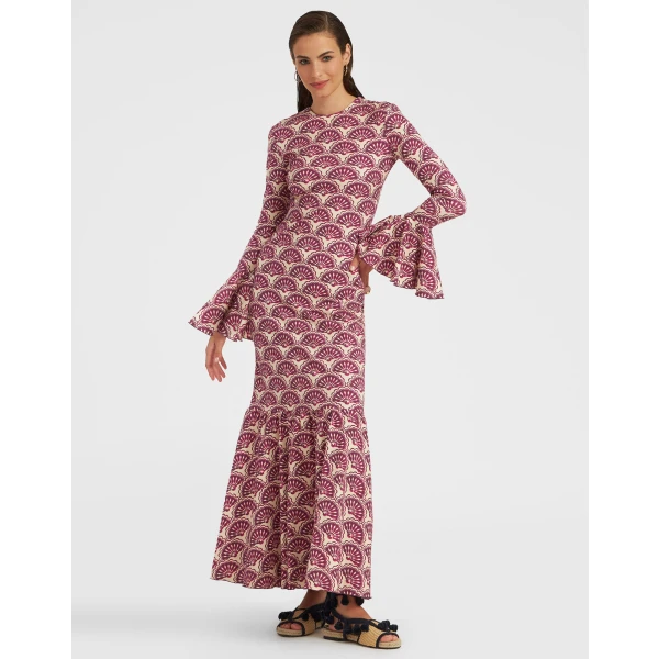 Alba Dress Fans Purple in Jersey Stretch - Image 2
