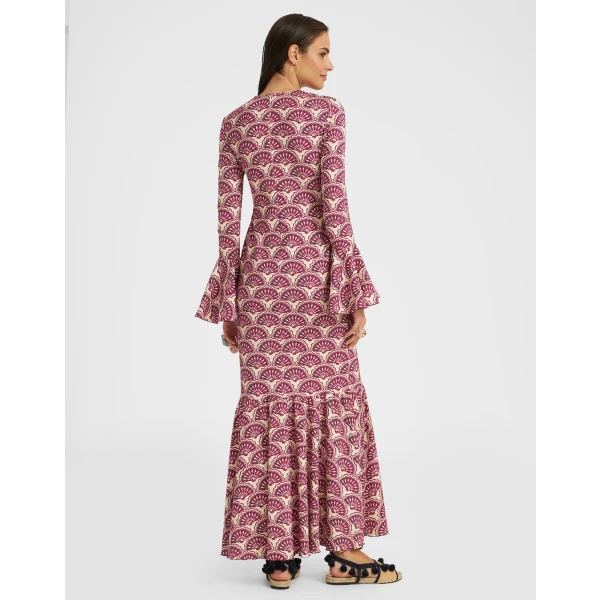 Alba Dress Fans Purple in Jersey Stretch - Image 3