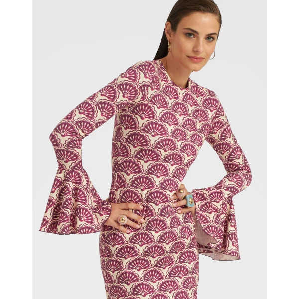 Alba Dress Fans Purple in Jersey Stretch - Image 4