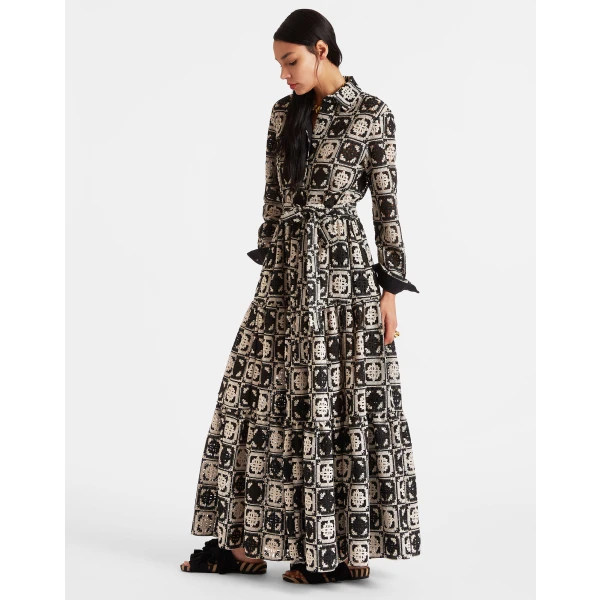 Bellini Dress Mini Tiles Black in Macramé - Image 2