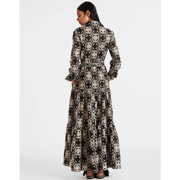 Bellini Dress Mini Tiles Black in Macramé - Image 3