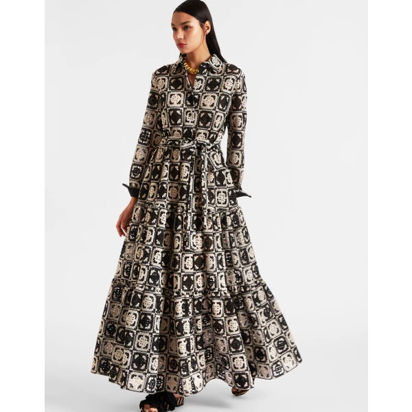 Bellini Dress Mini Tiles Black in Macramé - Image 4