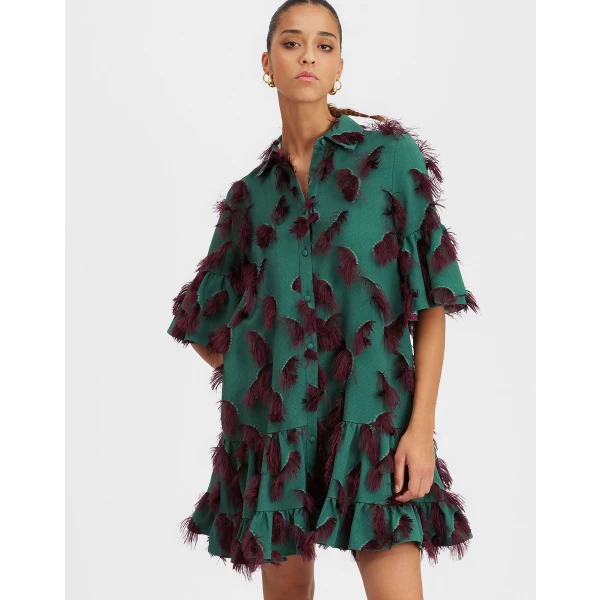 Choux Dress Hotspot Emerald in Fil Coupé - Image 2
