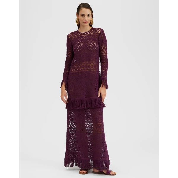 Lacey Swing Dress Plaza Purple in Macramé - Image 2
