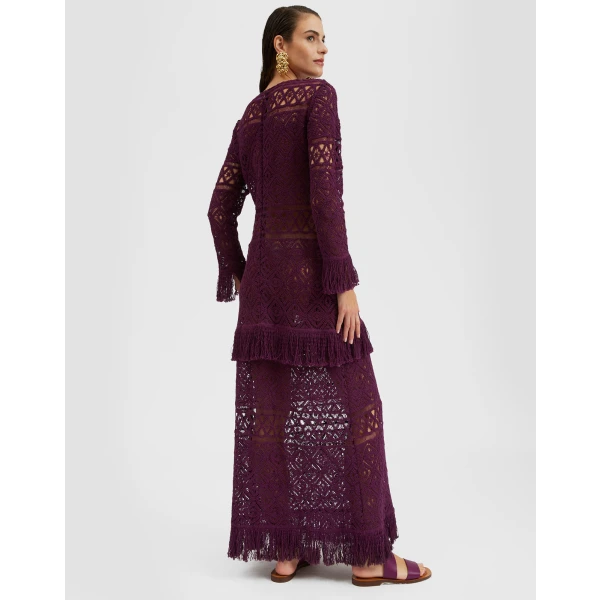 Lacey Swing Dress Plaza Purple in Macramé - Image 3
