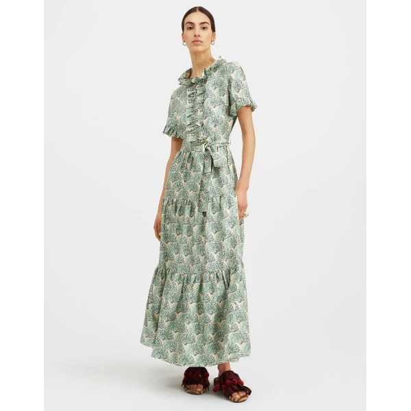 Long And Sassy Dress Fans Mint in Silk Twill
