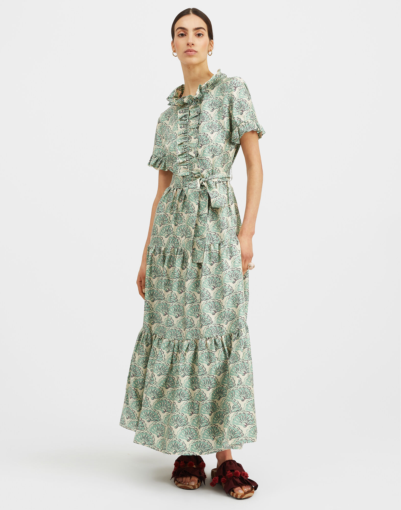 La DoubleJ Long And Sassy Dress Fans Mint in Silk Twill