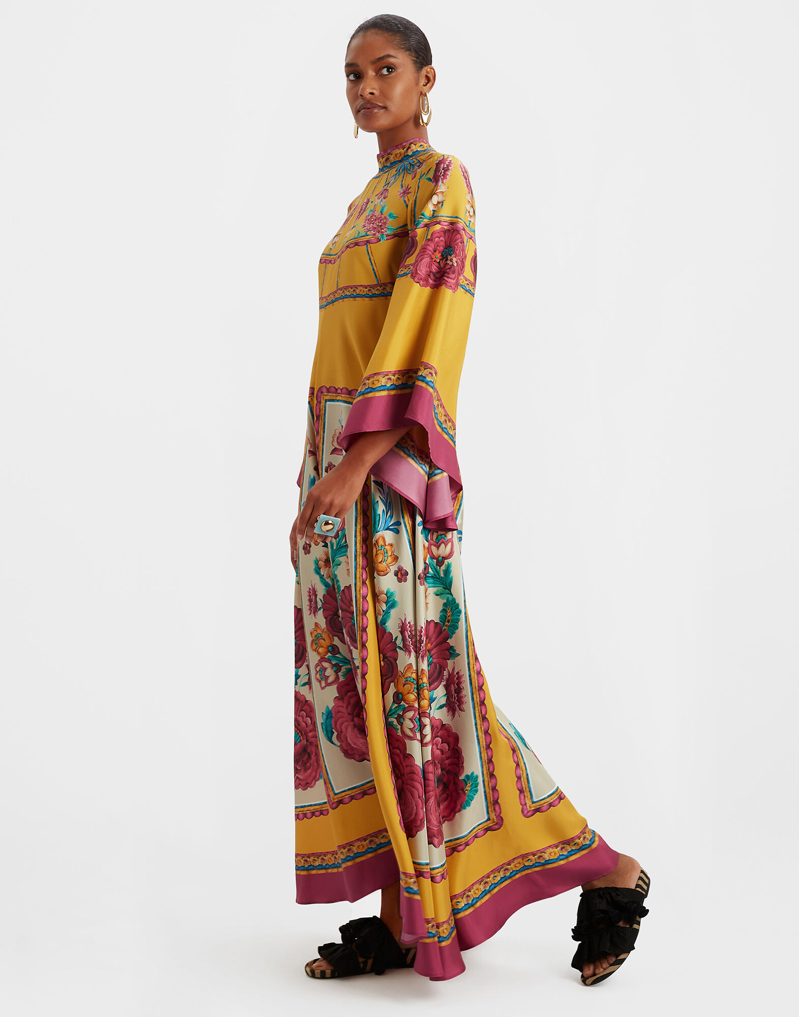 La DoubleJ Magnifico Dress Zodiac Placée Marigold in Silk Twill