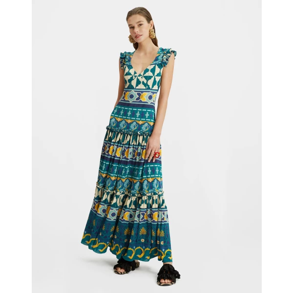 Pimento Dress Casareale Barré Placèe Emerald in Jersey Stretch - Image 2