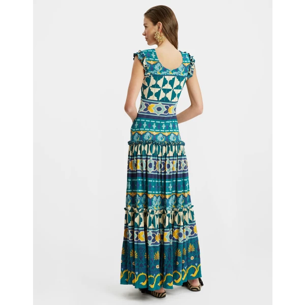 Pimento Dress Casareale Barré Placèe Emerald in Jersey Stretch - Image 3