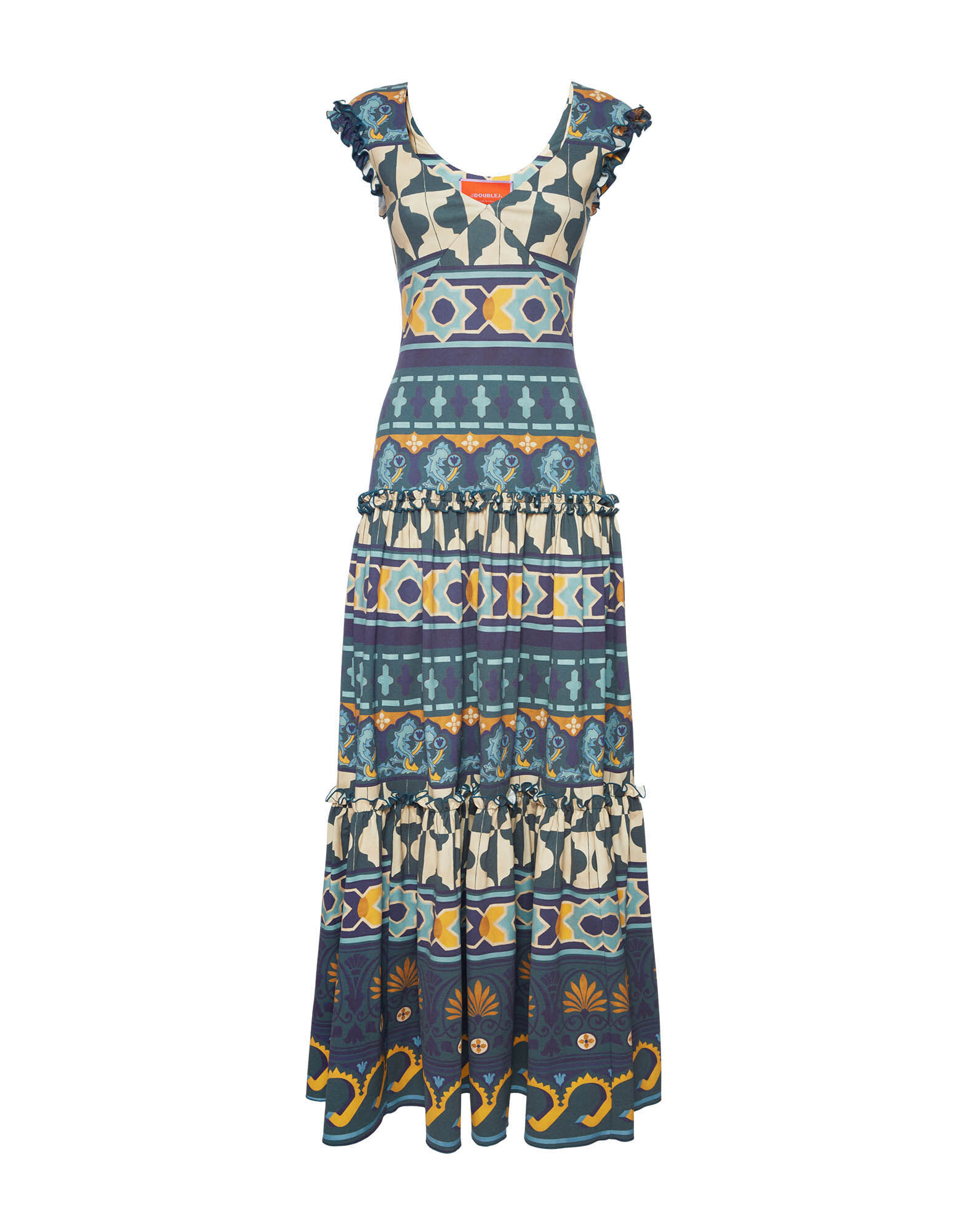 La DoubleJ Pimento Dress Casareale Barré Placèe Emerald in Jersey Stretch