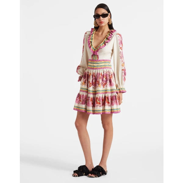 Reina Mini Dress Zodiac Placée Multicolor in Crepe Viscose - Image 4