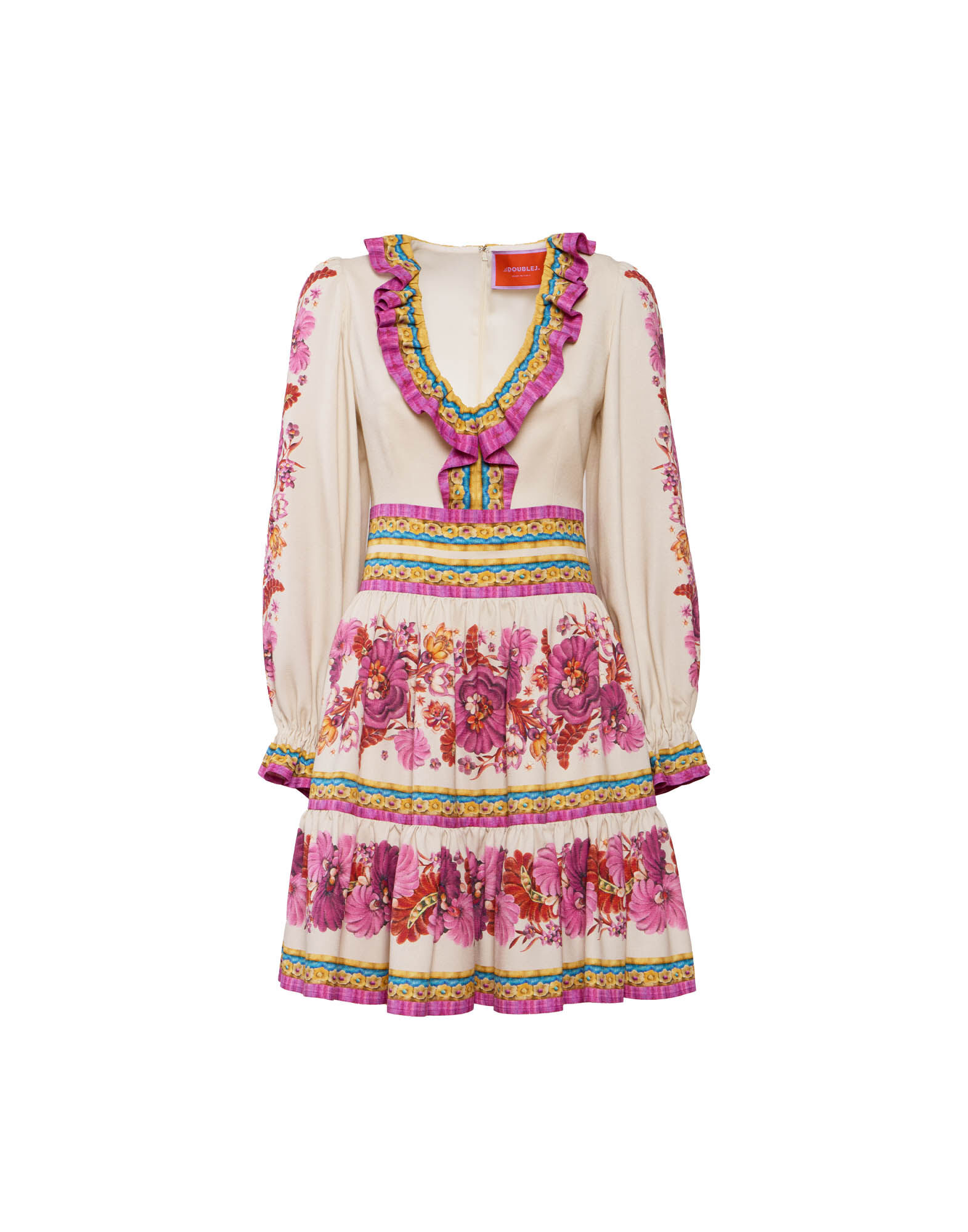 La DoubleJ Reina Mini Dress Zodiac Placée Multicolor in Crepe Viscose