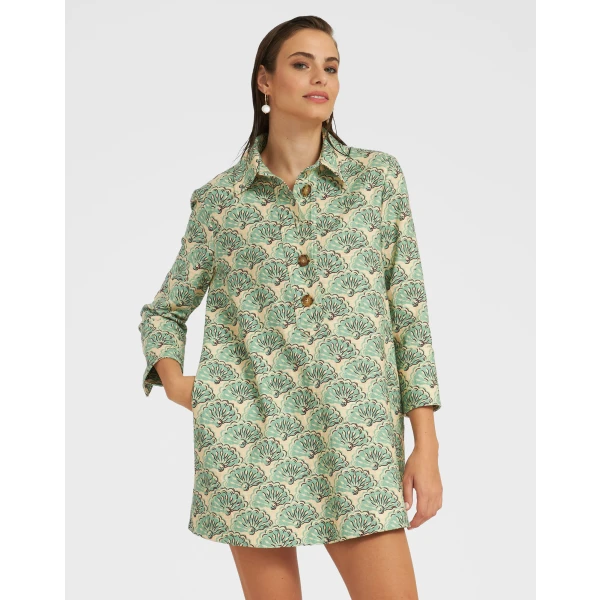 Short Artemis Dress Fans Mint in Shot Cotton - Image 3