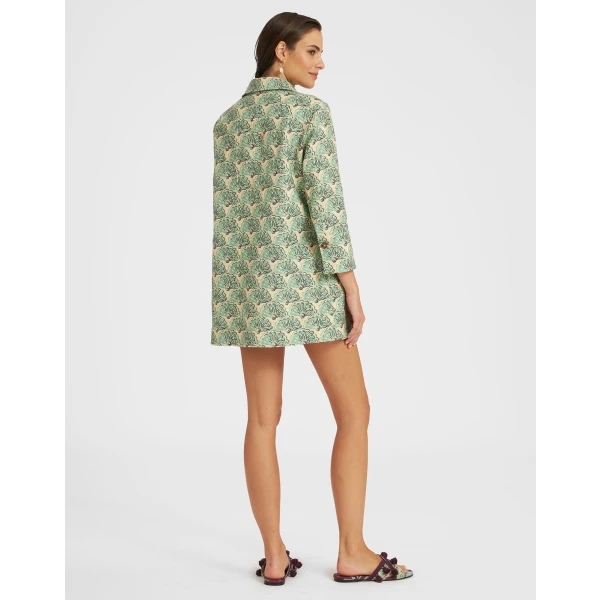 Short Artemis Dress Fans Mint in Shot Cotton - Image 4