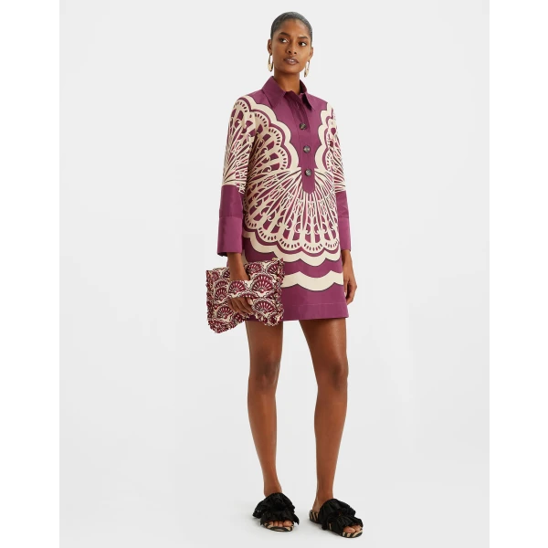 Short Artemis Dress Fans Placée Purple in Faille - Image 2