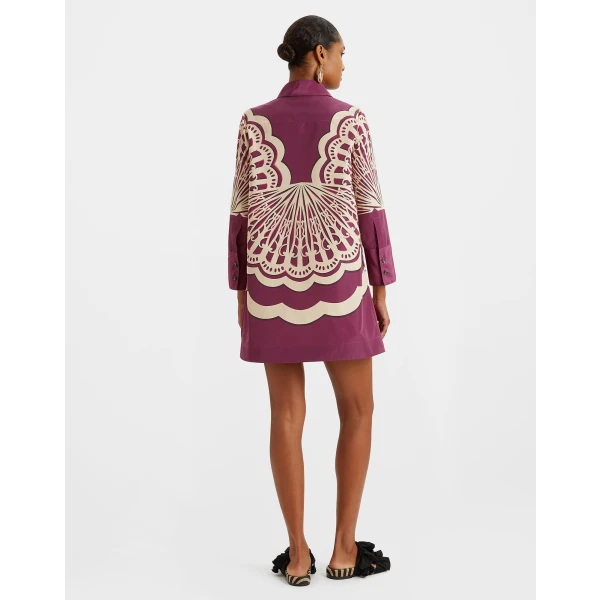 Short Artemis Dress Fans Placée Purple in Faille - Image 3