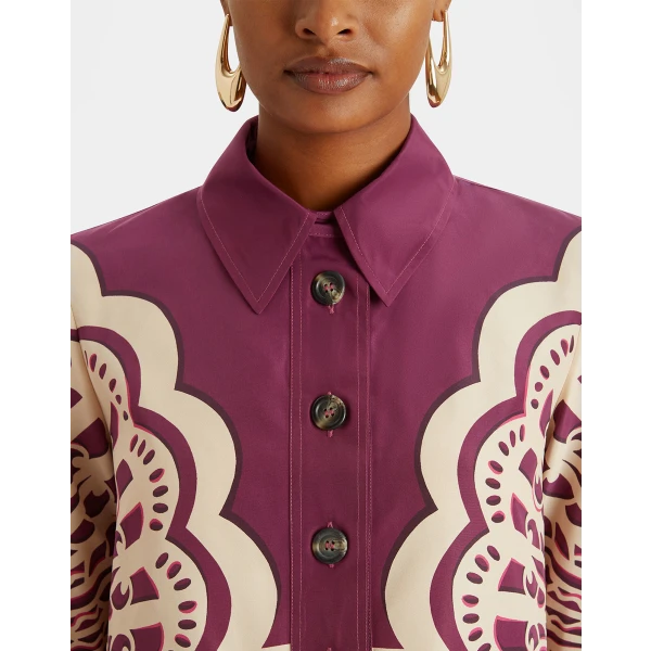 Short Artemis Dress Fans Placée Purple in Faille - Image 5