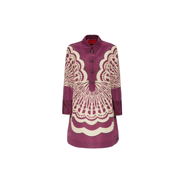Short Artemis Dress Fans Placée Purple in Faille - Image 6
