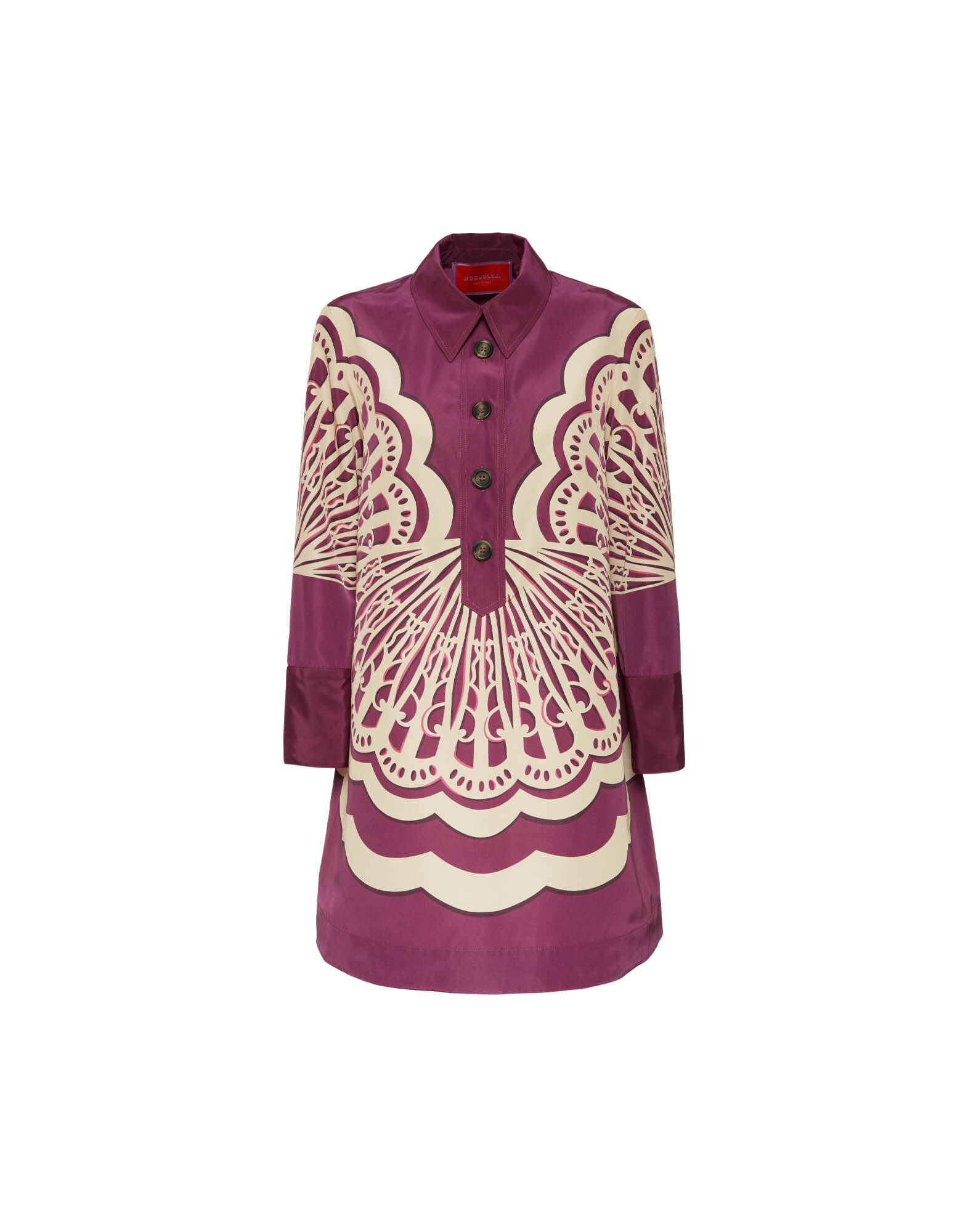 La DoubleJ Short Artemis Dress Fans Placée Purple in Faille, view 6