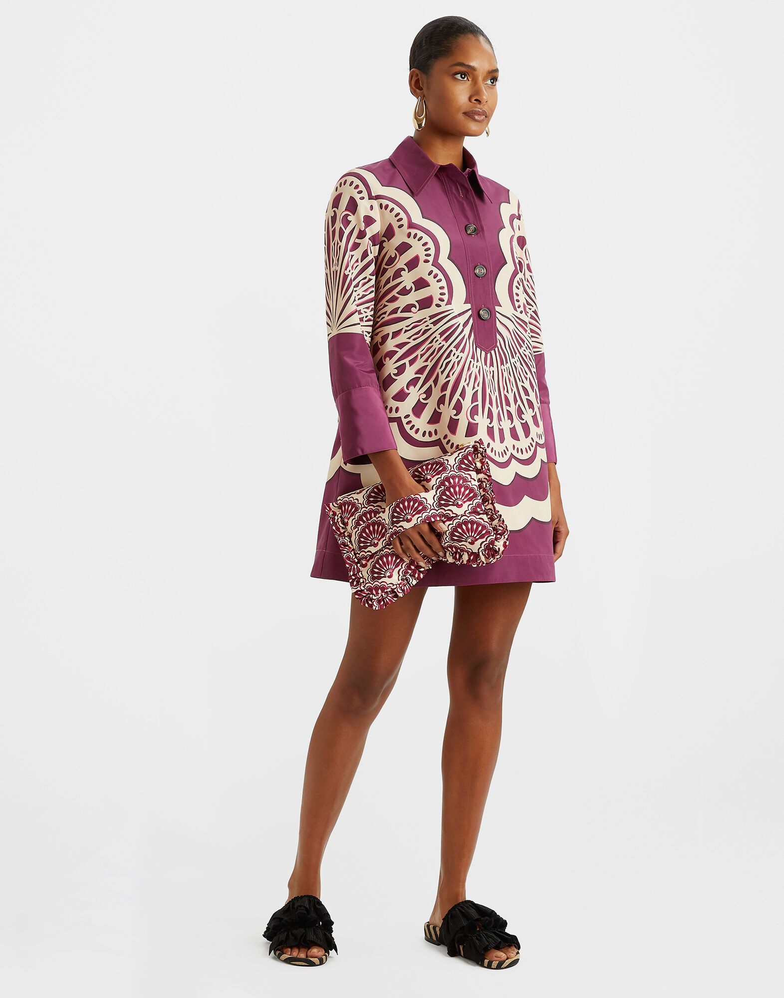 La DoubleJ Short Artemis Dress Fans Placée Purple in Faille