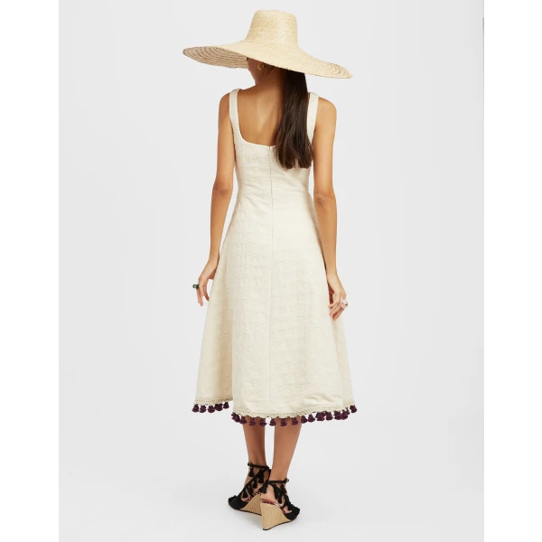 Sophia Dress Embroidered Creamy in Jacquard - Image 4