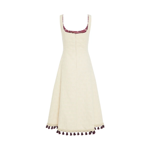 Sophia Dress Embroidered Creamy in Jacquard - Image 5