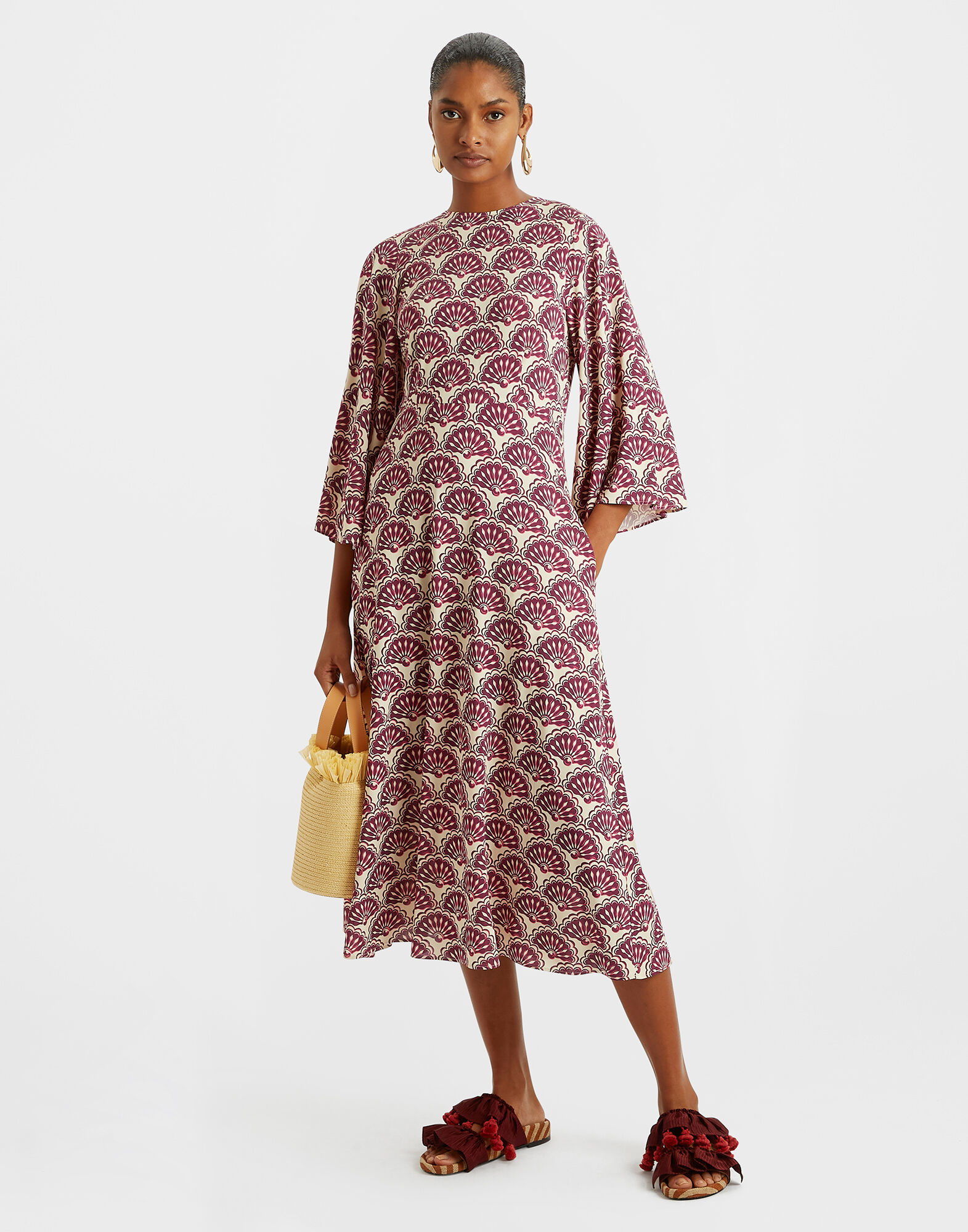 La DoubleJ Sorella Dress Fans Purple in Flowy Jersey