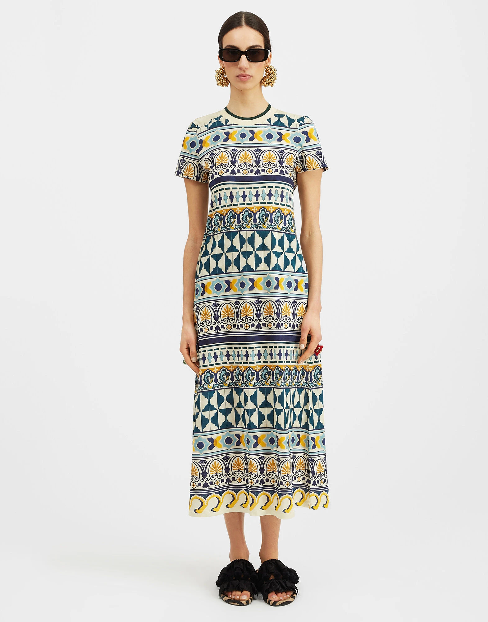 La-Double-J-Sporty-Swing-Dress-Casareale-Small-Placee-Cream-in-Cotton-Jersey-1 Sporty Swing Dress Casareale Small Placèe Cream in Cotton Jersey - Image 1