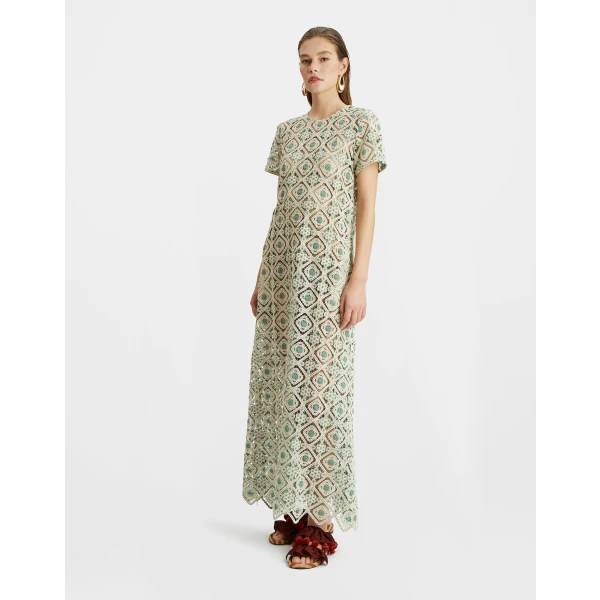 Swing Dress Agua Cream in Macramé - Image 2