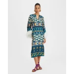 The Kaftan Casareale Placèe Emerald in Silk Twill With Feathers