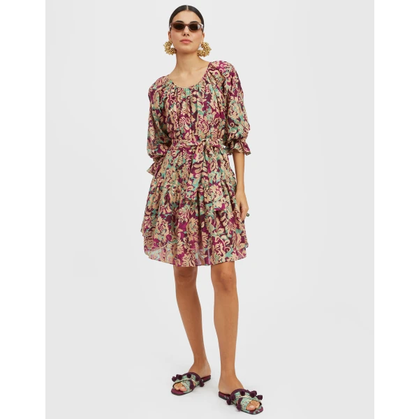 The Uma Mini Dress Lilium Purple in Embroidered Organza - Image 2