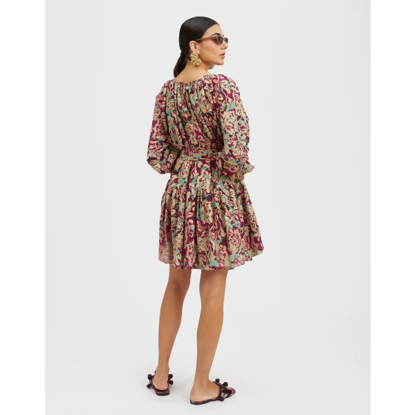 The Uma Mini Dress Lilium Purple in Embroidered Organza - Image 3