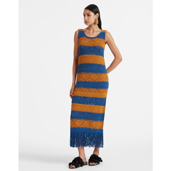 The Yarn Dress Solid Blue Petrol in Cable Chain - Image 2